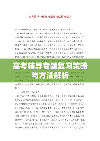 高考辅导专题复习策略与方法解析